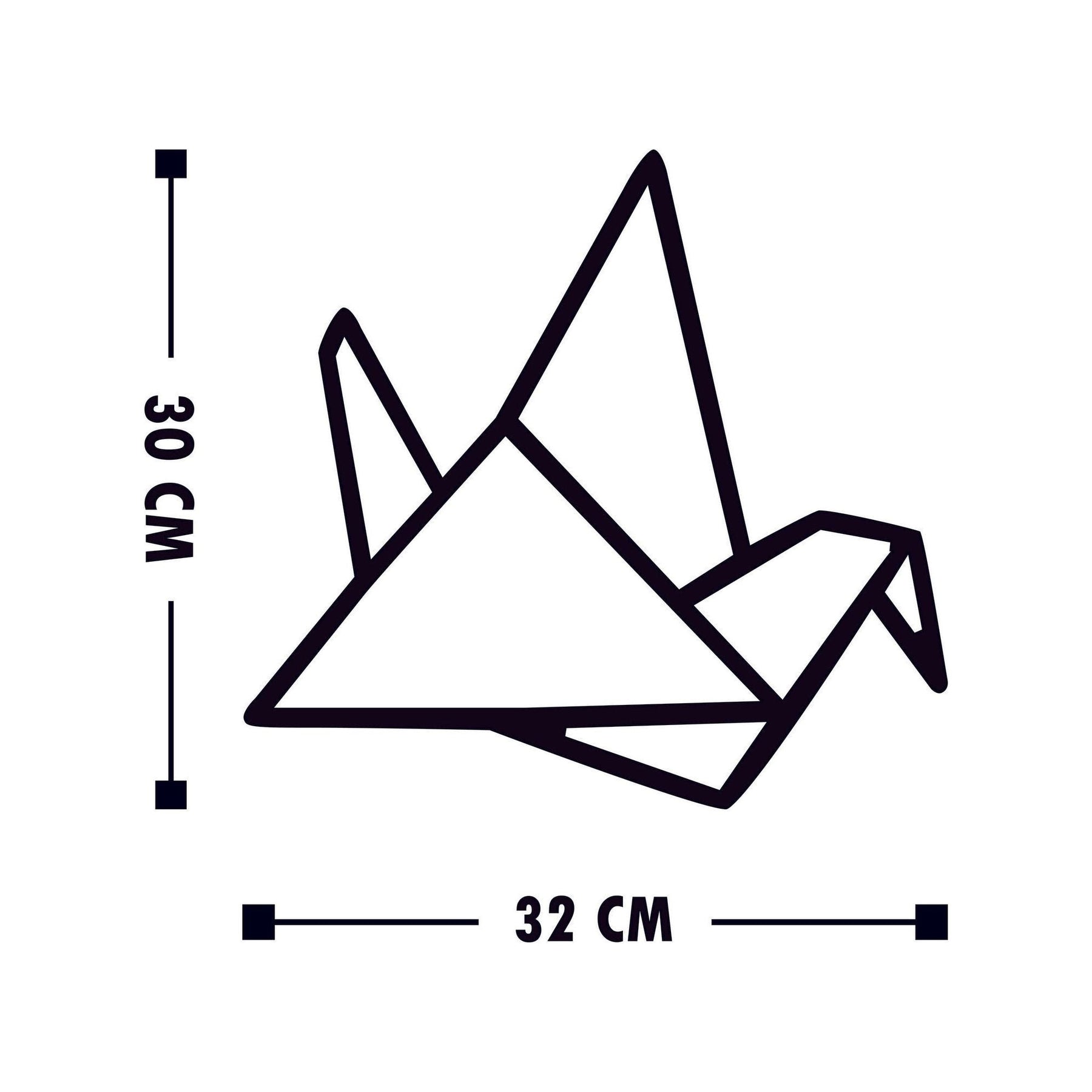 Decoratiune perete Oragami, 100% lemn, negru, 26x32 cm