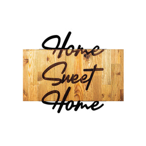 Decoratiune perete HOME SWEET HOME, negru/maro, metal/lemn, 58x48 cm