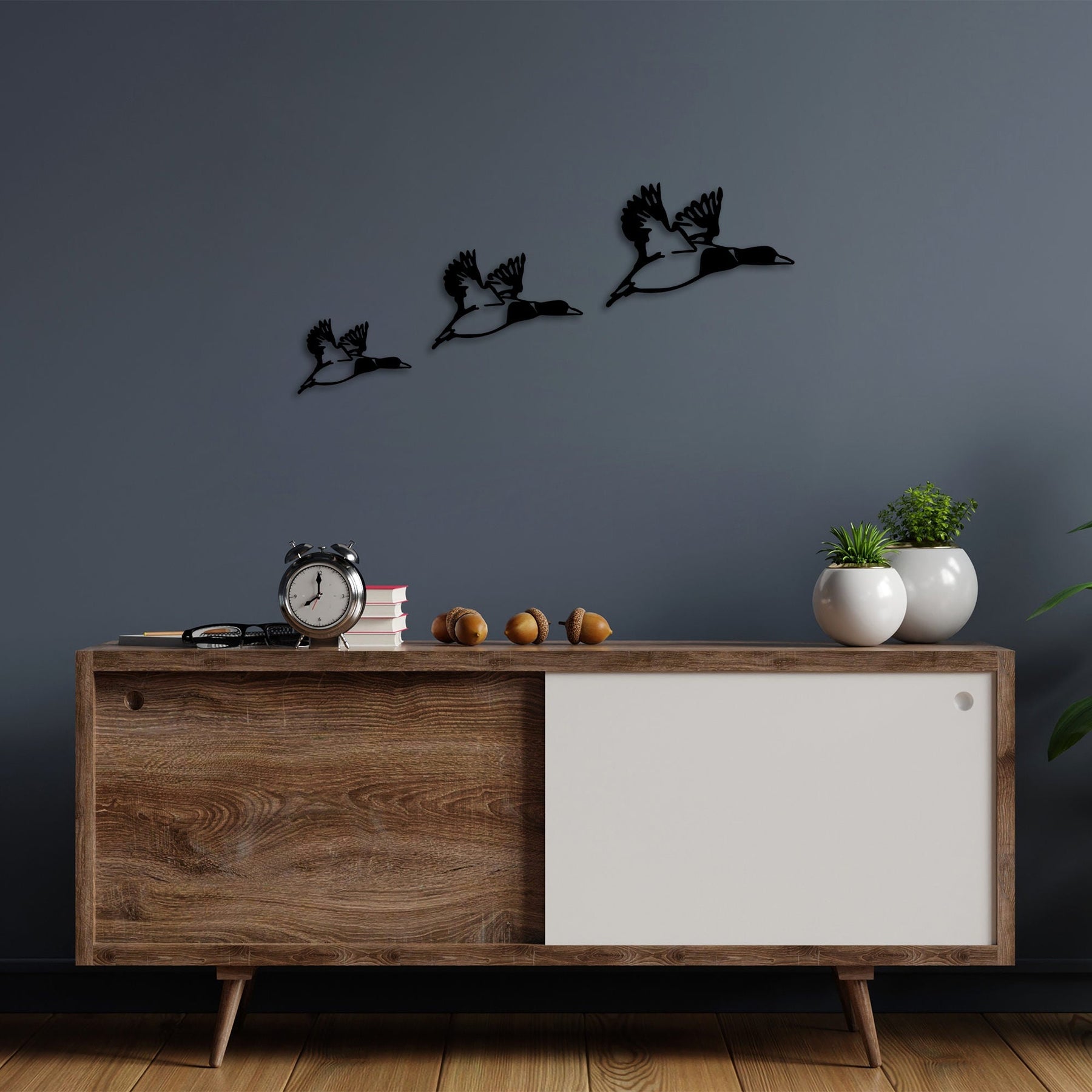 Decoratiuni perete DUCKS - 290, negru, metal