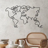 Accesoriu decorativ World Map, negru, metalic, 120x1,5x70 cm