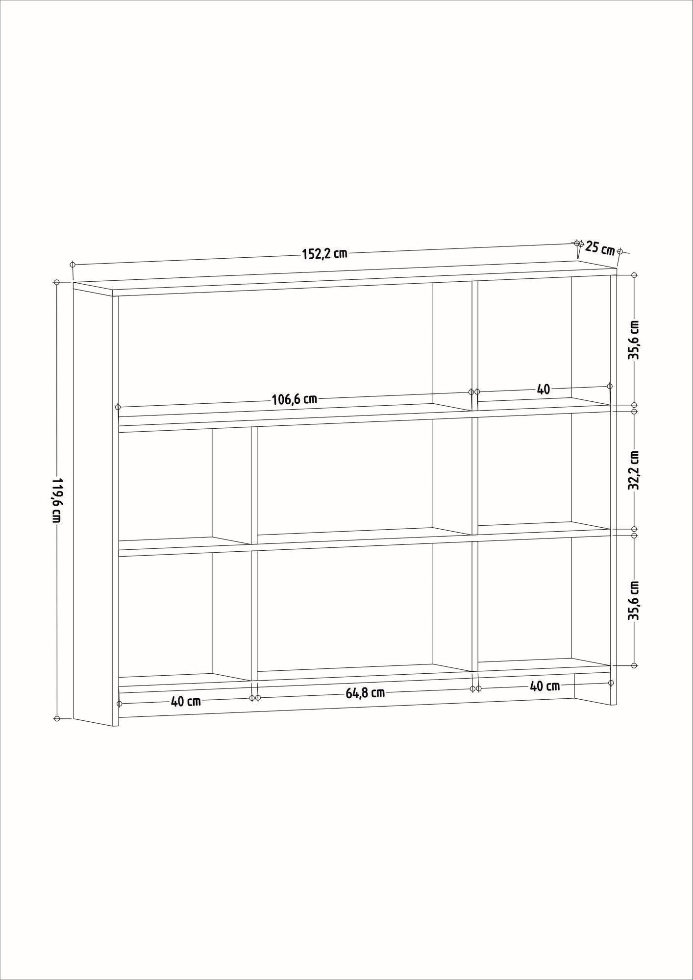 Etajera LAVINA, gri antracit, PAL melaminat, 152x25x120 cm