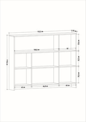 Etajera LAVINA, gri antracit, PAL melaminat, 152x25x120 cm