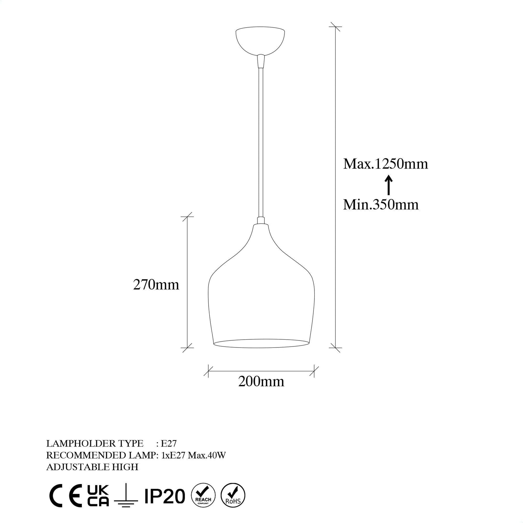 Lustra Murek-11555, metal, inaltime reglabila, diametru capac 20 cm