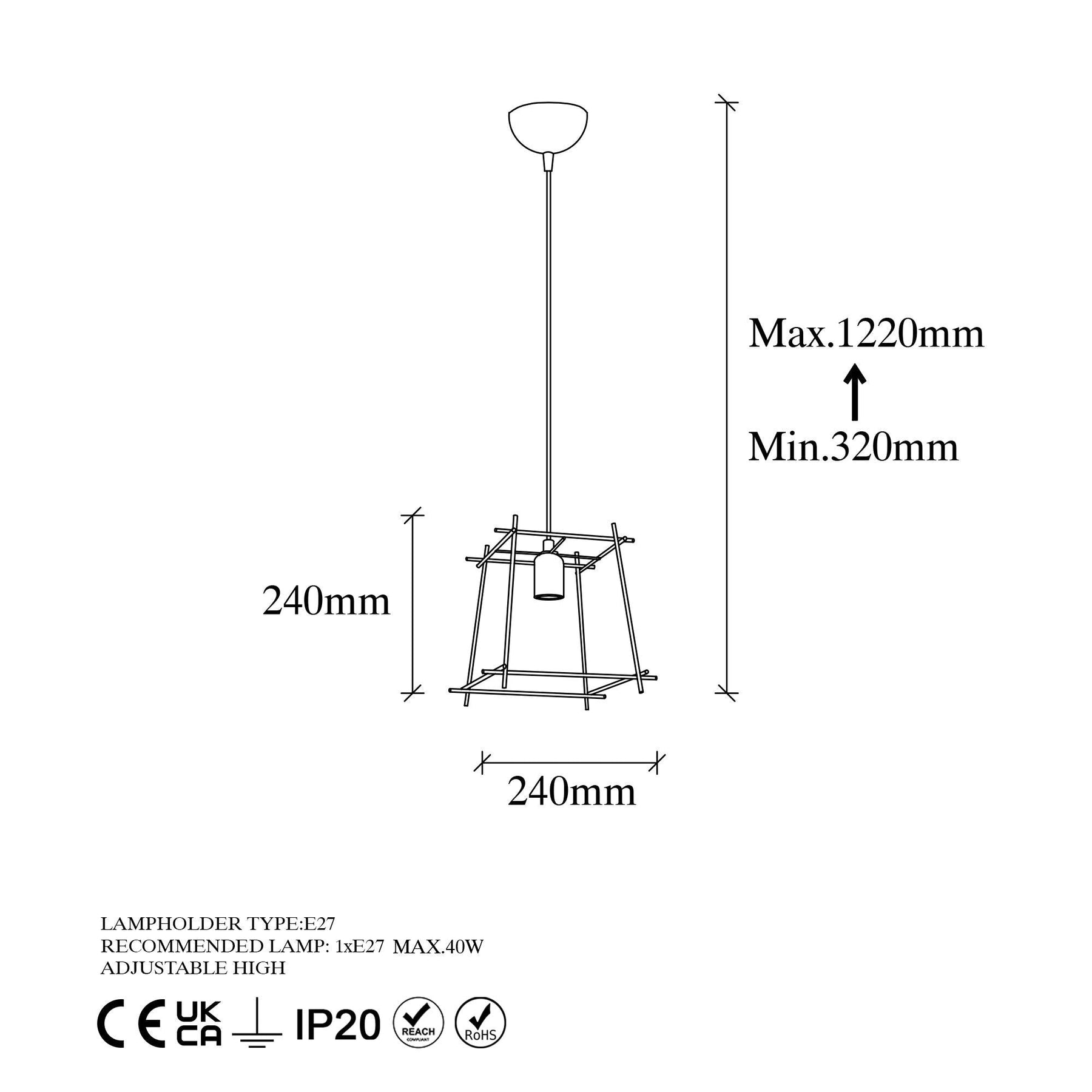 Lustra COMAN 11271, auriu/negru, metal, 24x32-122 cm