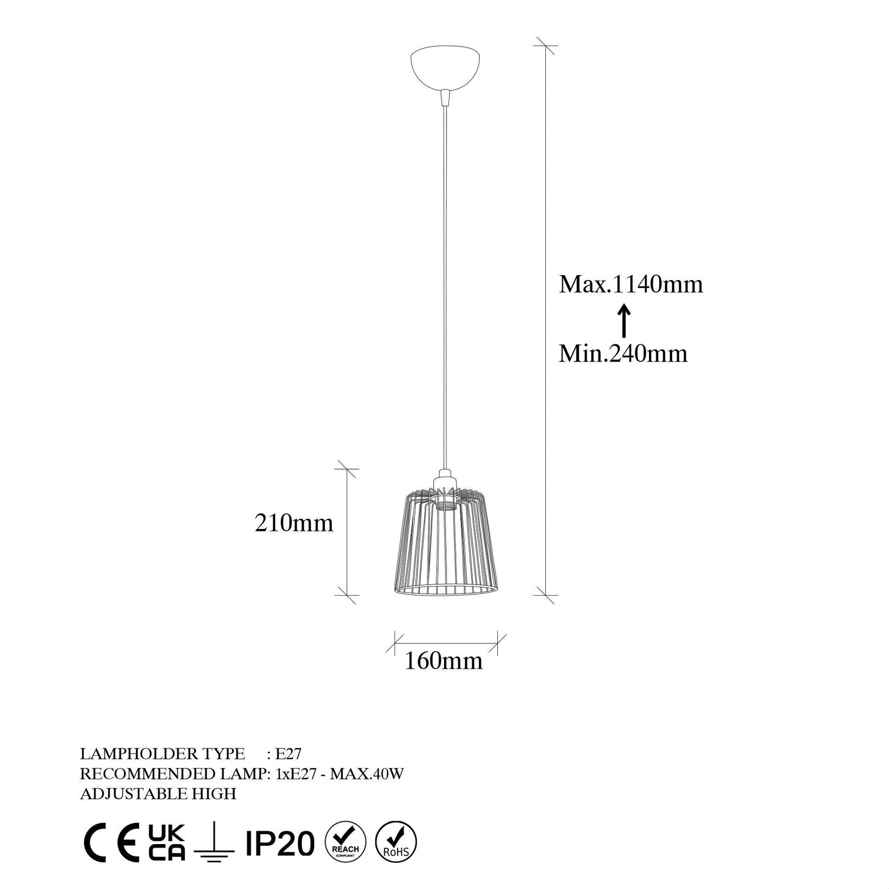 Lustra PIRLO 11571, auriu/negru, metal, 16x24-114 cm