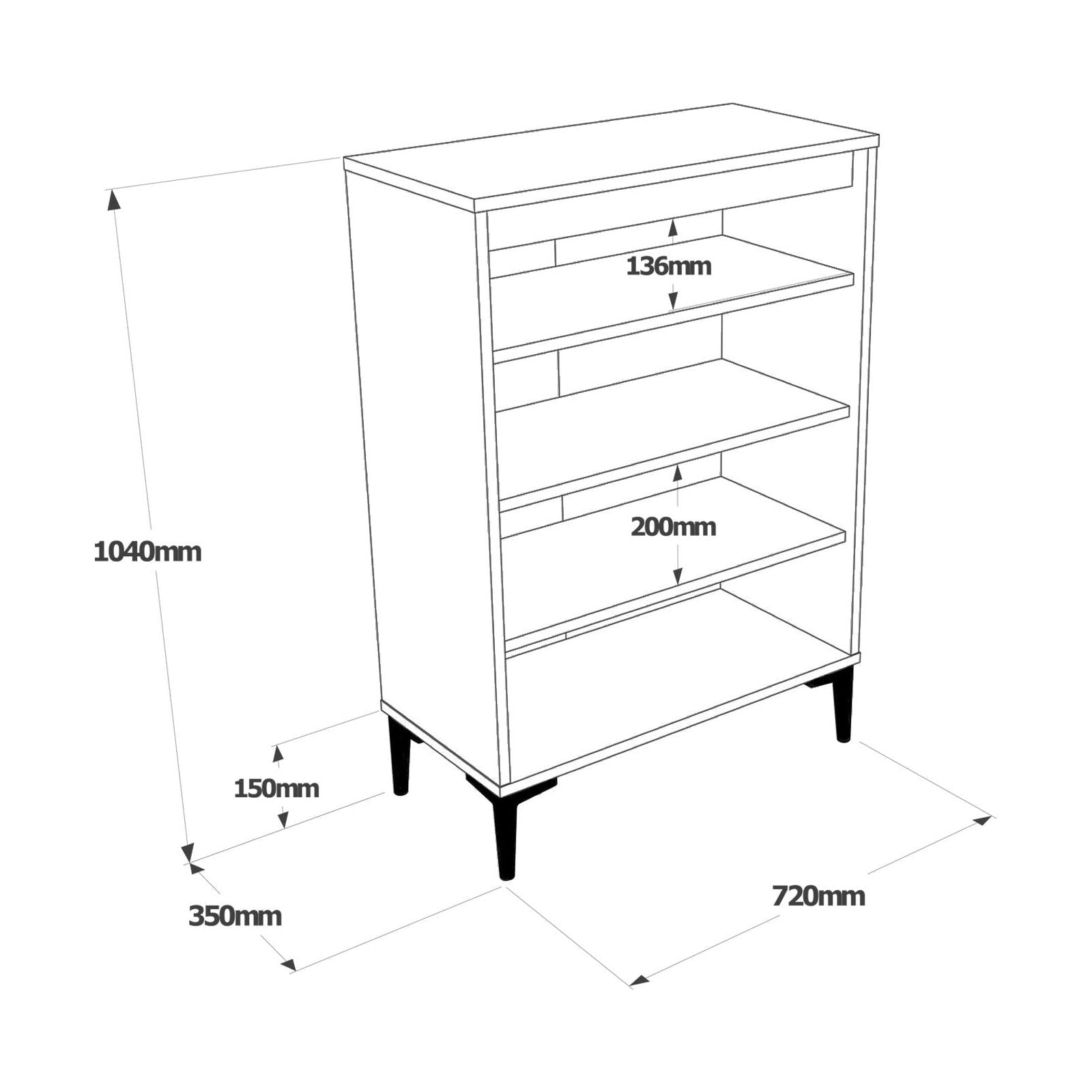 Comoda AR10 - KA, stejar/antracit, PAL melaminat 100%, 72x104x35 cm