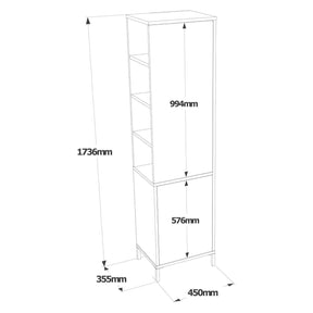 Dulap de baie VI1-WK, nuc/alb, 100% PAL melaminat, 45x35,5x173,6 cm