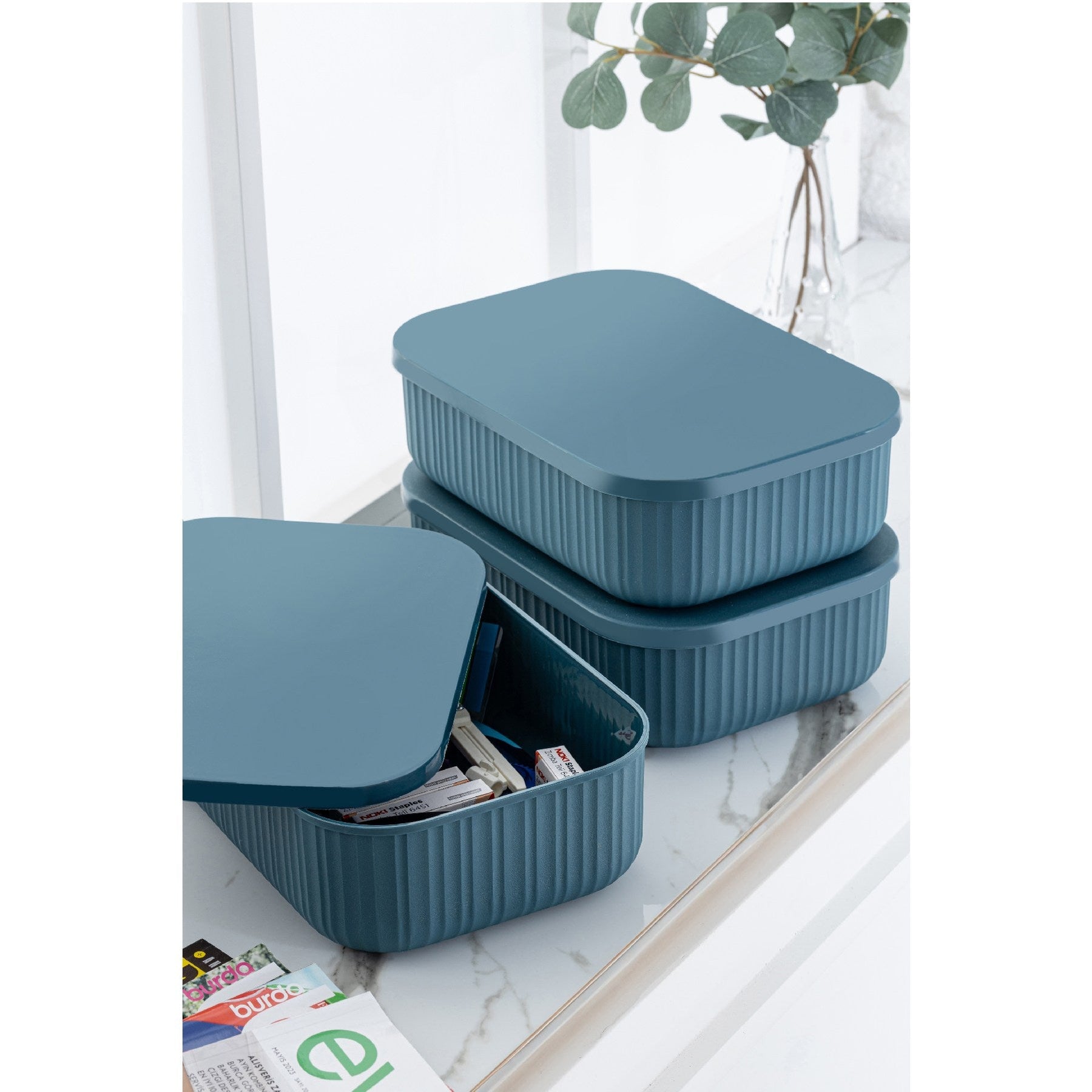 Set 2 organizatoare VLINE2LISIGK, albastru, plastic, 19x27x8 cm