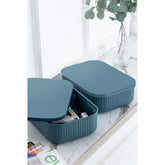 Set 3 organizatoare VLINE3LUSIGK, albastru, plastic, 19x27x8 cm