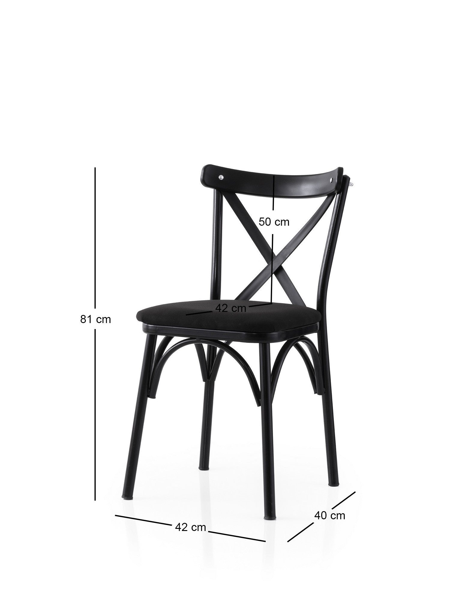 Set 2 scaune EKOL 290 V2, negru, stofa clasica/metal, 42x40x81 cm