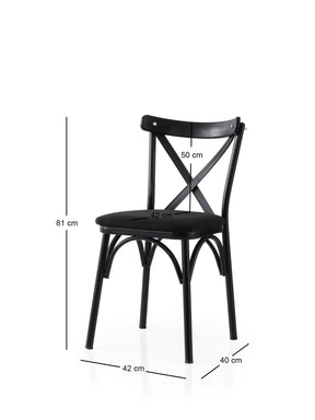 Set 2 scaune EKOL 290 V2, negru, stofa clasica/metal, 42x40x81 cm