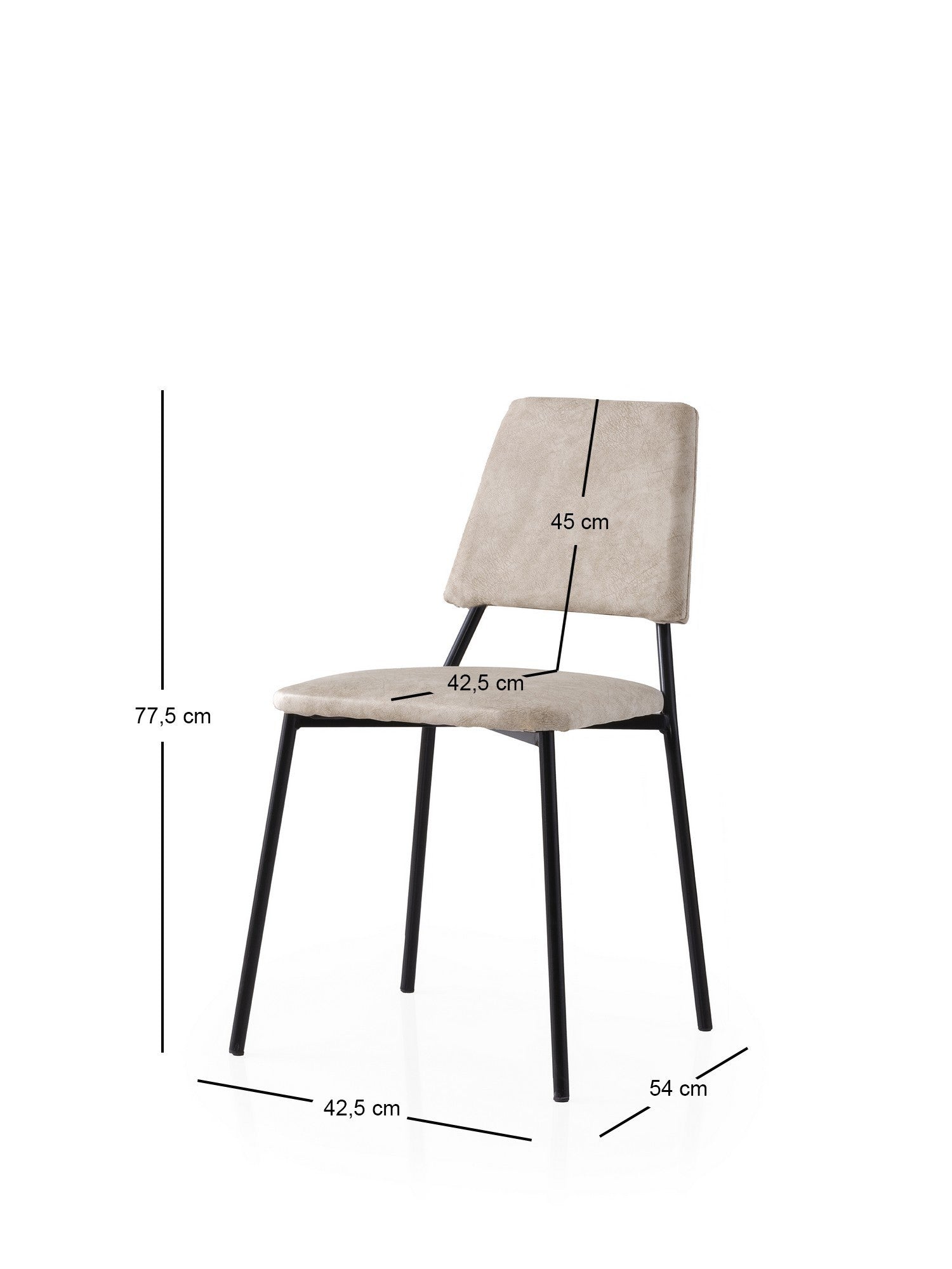 Set 2 scaune LIMA 4551 V2, bej deschis/negru, stofa catifelata/metal, 43x54x78 cm