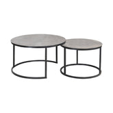 Set 2 masute de cafea ATLANTA A blat de sticla/cadru metal negru