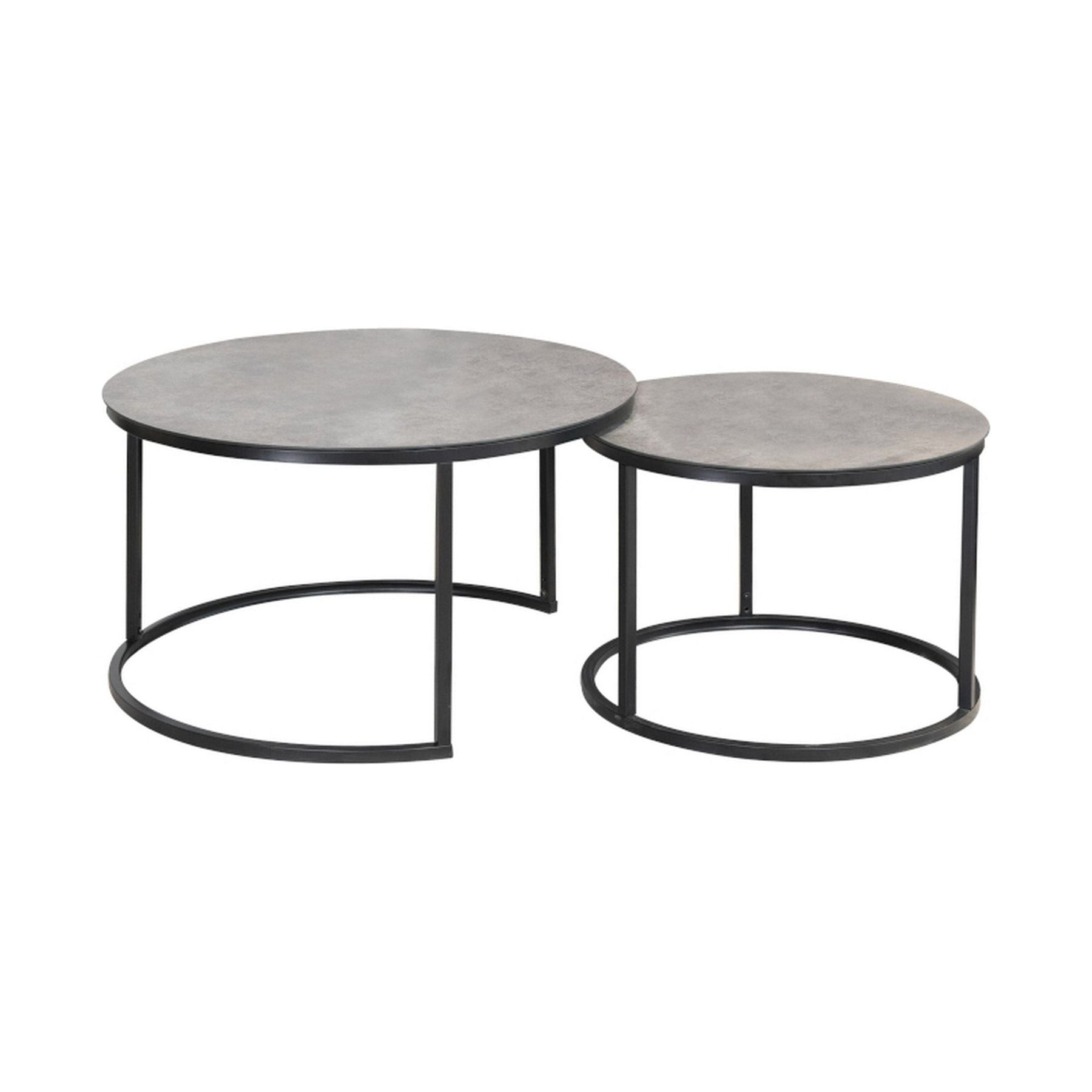 Set 2 masute de cafea ATLANTA A blat de sticla/cadru metal negru