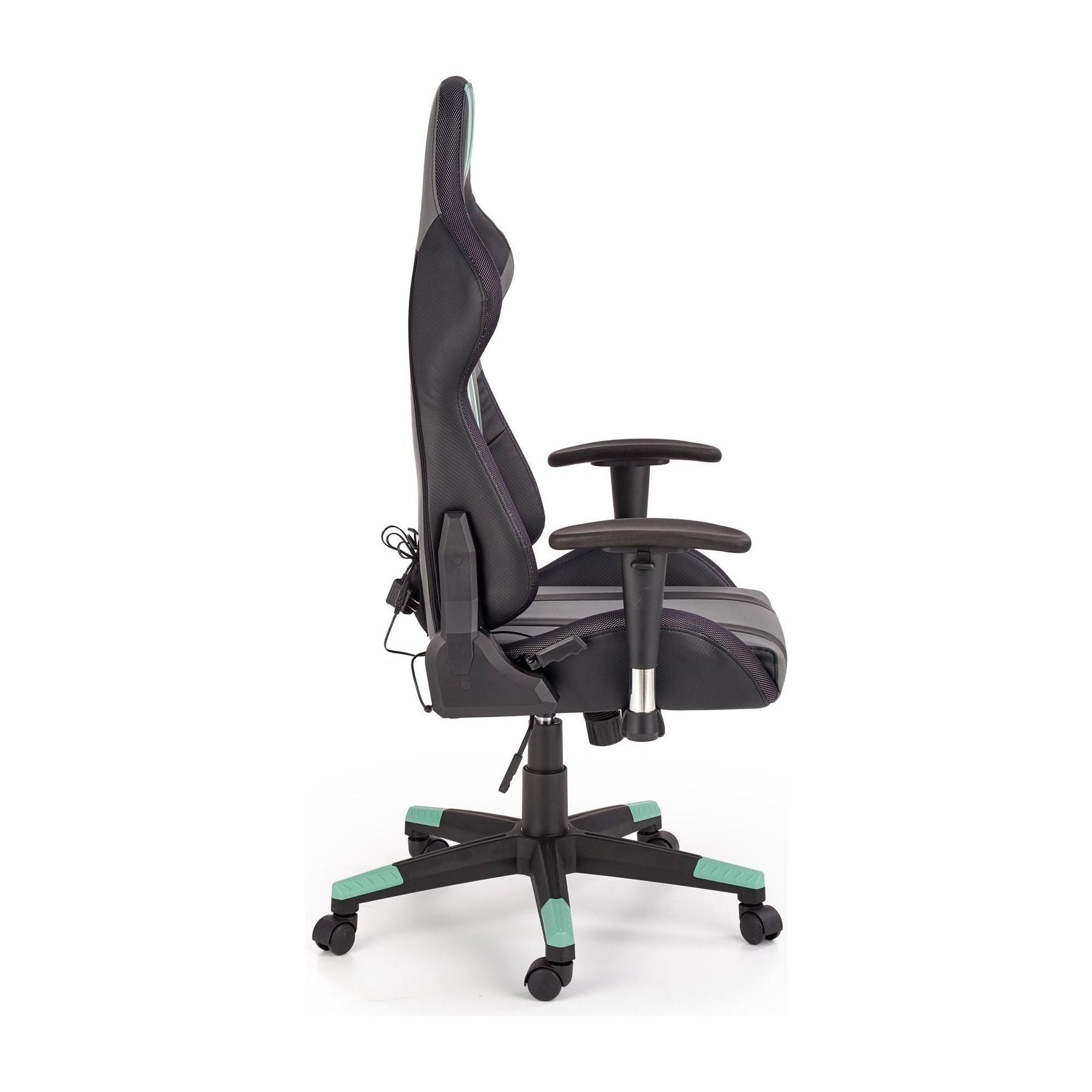 Scaun gaming FACTOR, negru/gri/verde, piele ecologica/material textil, 68x69x121/131 cm