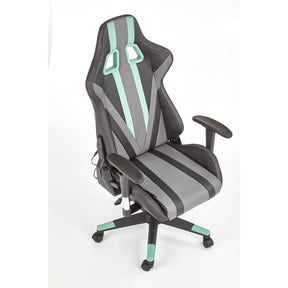 Scaun gaming FACTOR, negru/gri/verde, piele ecologica/material textil, 68x69x121/131 cm