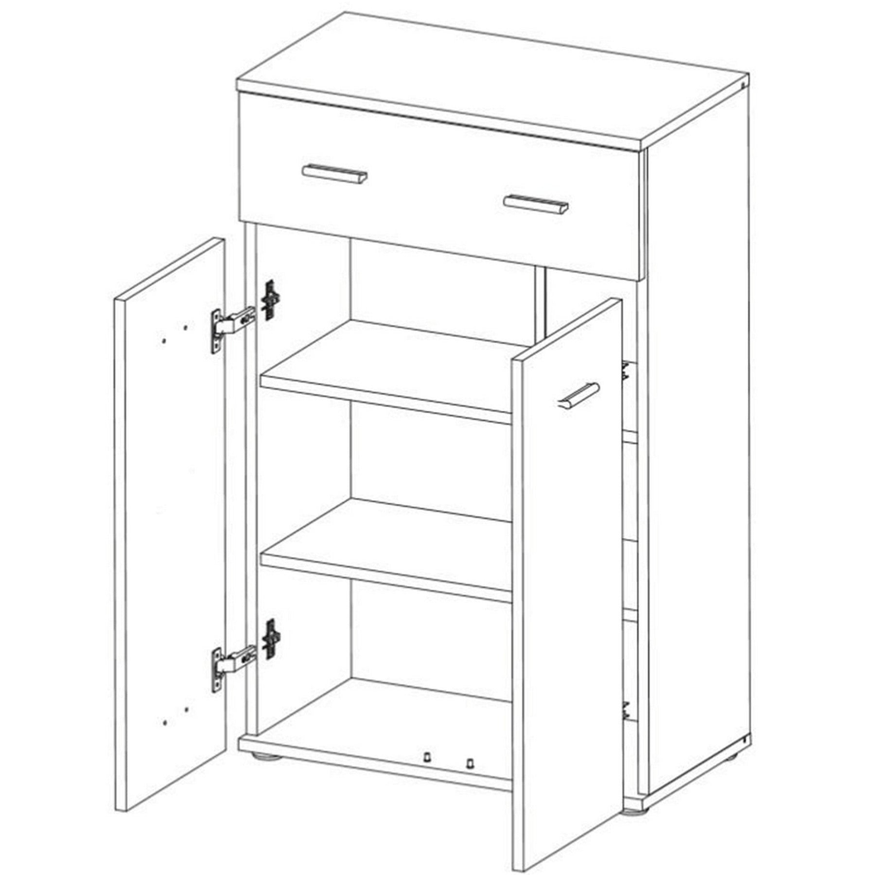 Comoda MARIO NEW TYP G, cu 2 usi si 1 sertar, PAL, stejar sonoma, 60,2x95,9x30,6 cm