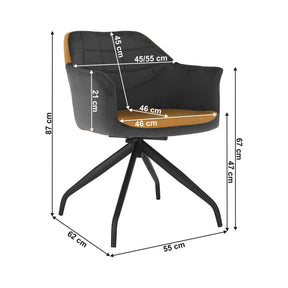 Scaun rotativ RATOKO, metal/stofa catifelata, gri/camel, 55x62x87 cm
