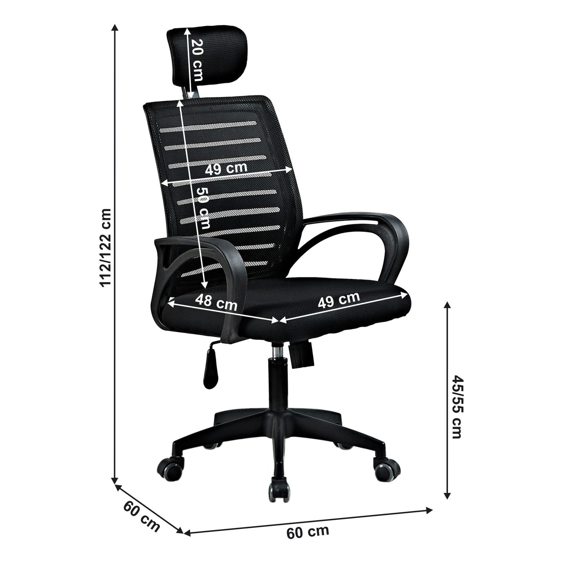 Scaun de birou TORES, negru, 60x60x112-122 cm