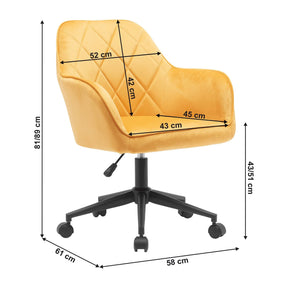 Scaun de birou SORILA NEW, stofa catifelata/metal, galben/negru, 58x61x81-89 cm