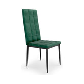 Scaun tapitat K415, verde/negru, stofa catifelata/metal, 45x65x98 cm