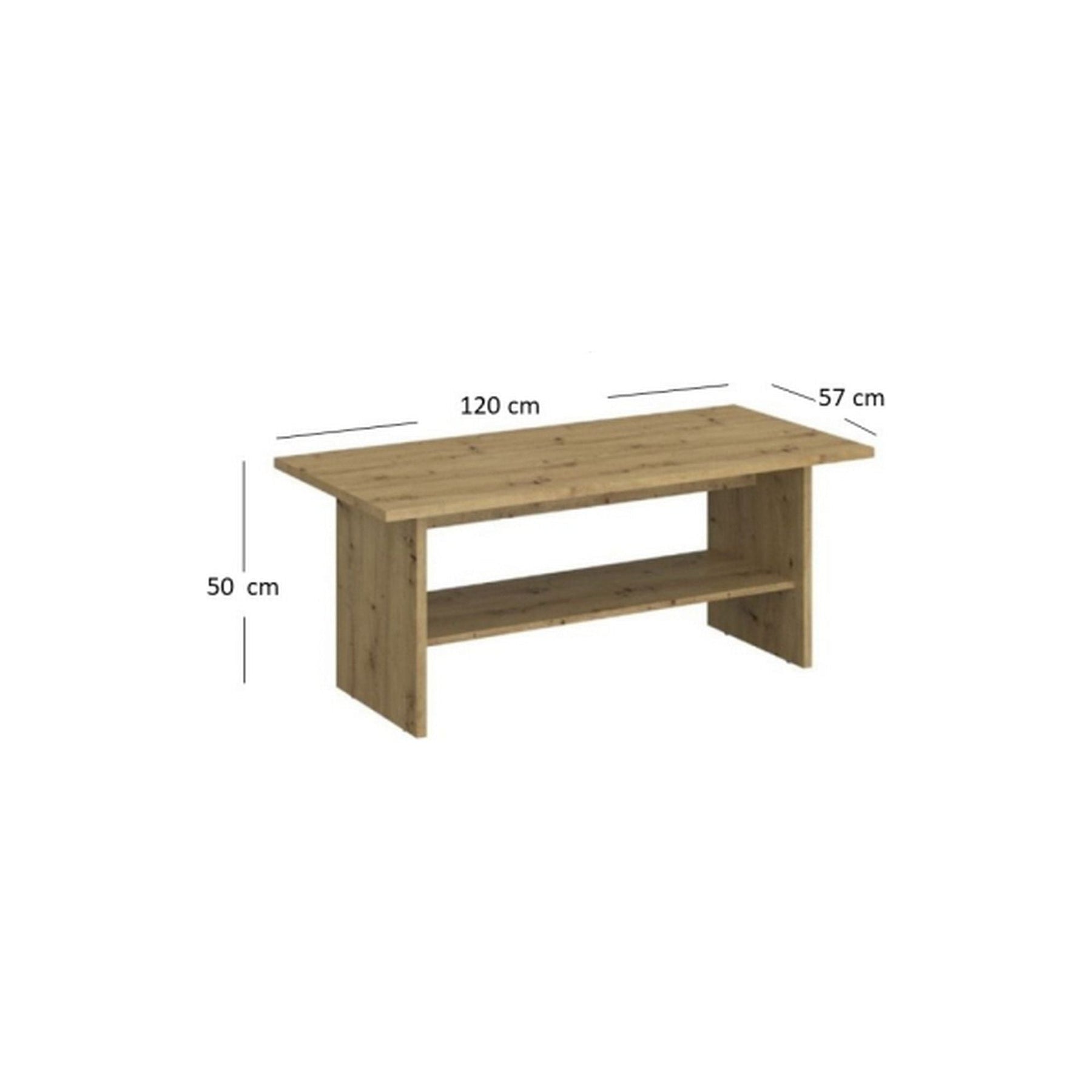 Masuta AYSON, stejar artisan, PAL laminat, 120x57x50 cm