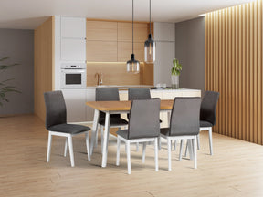 Masa extensibila OSLO 6, stejar artisan/alb, PAL laminat, 140/180x80x75 cm