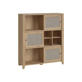 Comoda PARILLA, stejar, PAL laminat/MDF, 129x42x150 cm