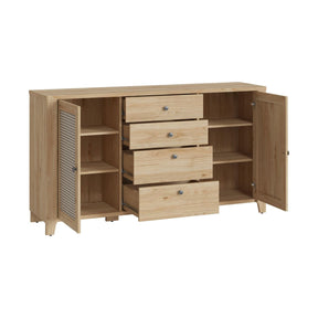 Comoda PARILLA, stejar, PAL laminat/MDF, 164x42x91 cm