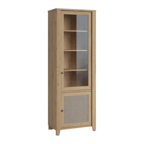 Vitrina PARILLA, stejar, PAL laminat/MDF/sticla, 73x42x206 cm