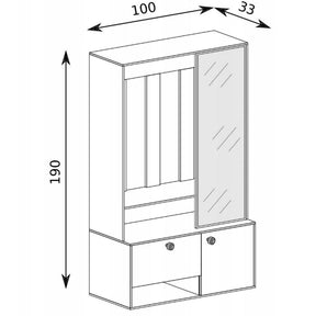 Set hol SPOT, gri grafit, PAL laminat/metal, 100x33x191 cm