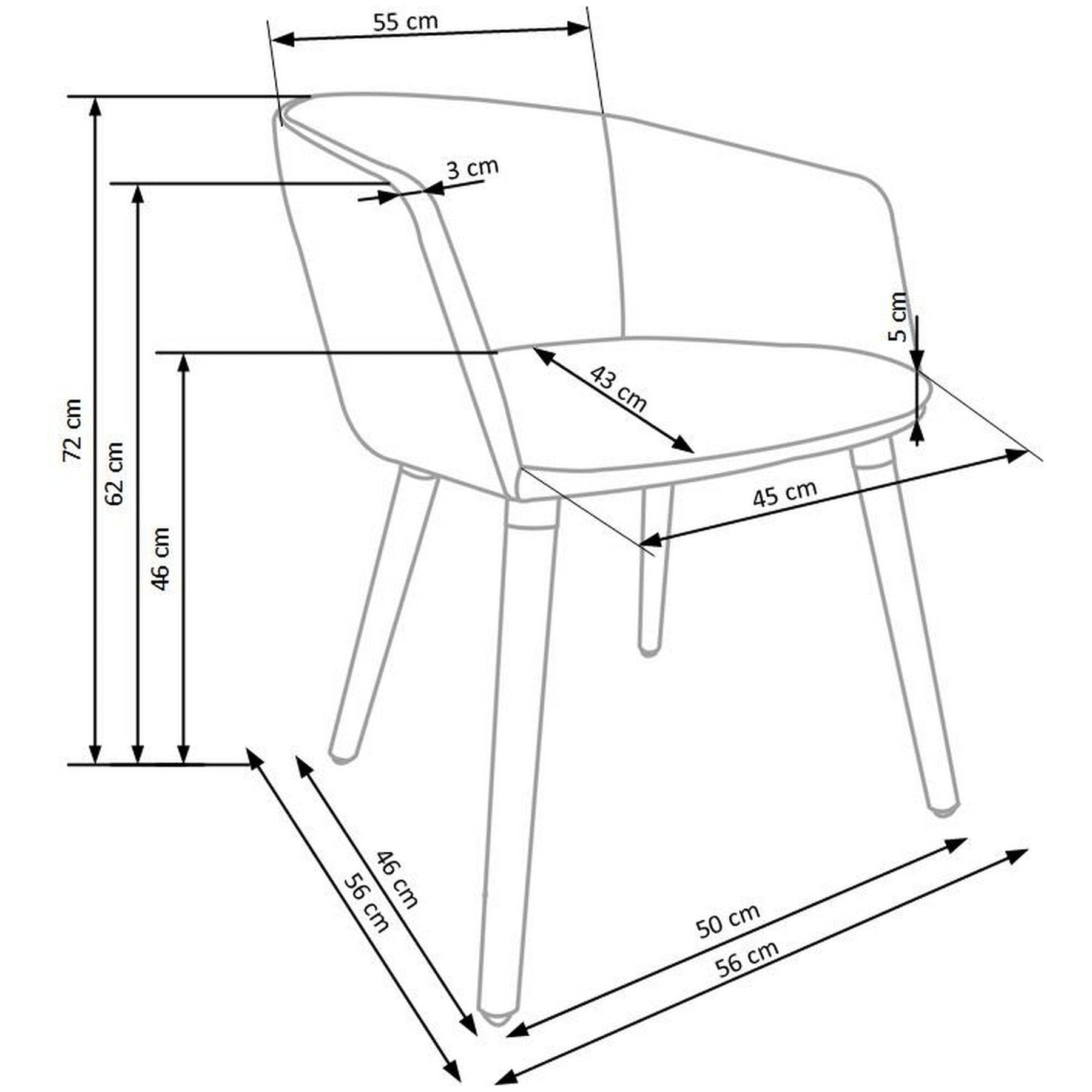 Scaun tapitat living K266, bej/stejar, stofa clasica/lemn, 56X56X72 CM