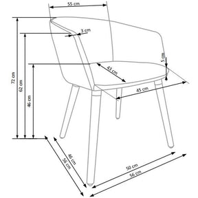 Scaun tapitat living K266, bej/stejar, stofa clasica/lemn, 56X56X72 CM