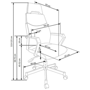 Scaun birou OLAF, gri/negru, stofa clasica, cu tetiera, 58x59x113/121 cm