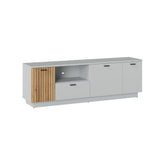 Comoda TV VERO, alb/stejar, PAL laminat/MDF, 180x40x59 cm