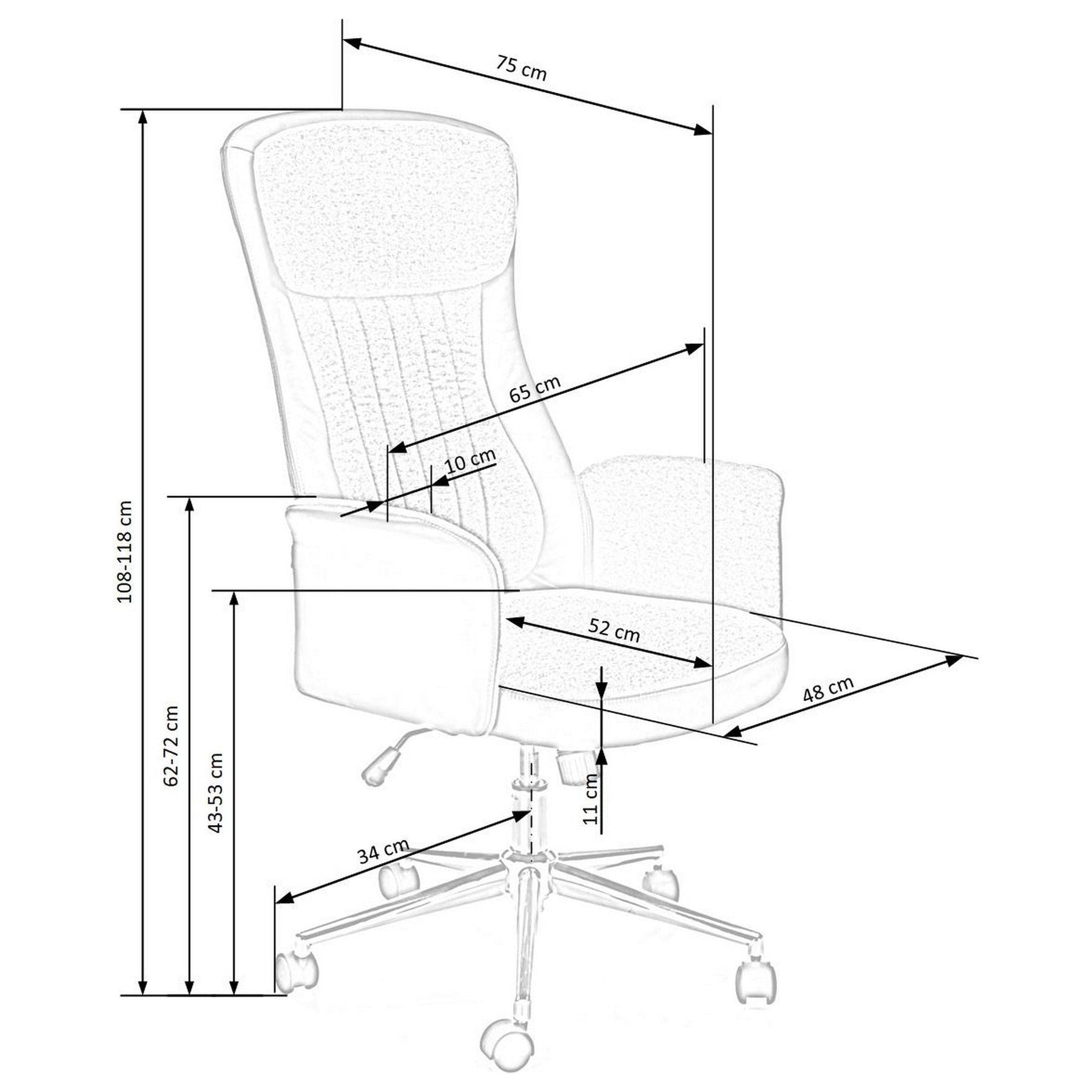 Scaun de birou ARGENTO, gri/negru, piele ecologica/stofa clasica, mecanism TILT, 108x65x43 cm