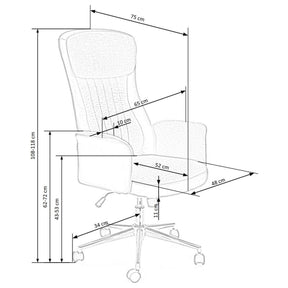 Scaun de birou ARGENTO, gri/negru, piele ecologica/stofa clasica, mecanism TILT, 108x65x43 cm