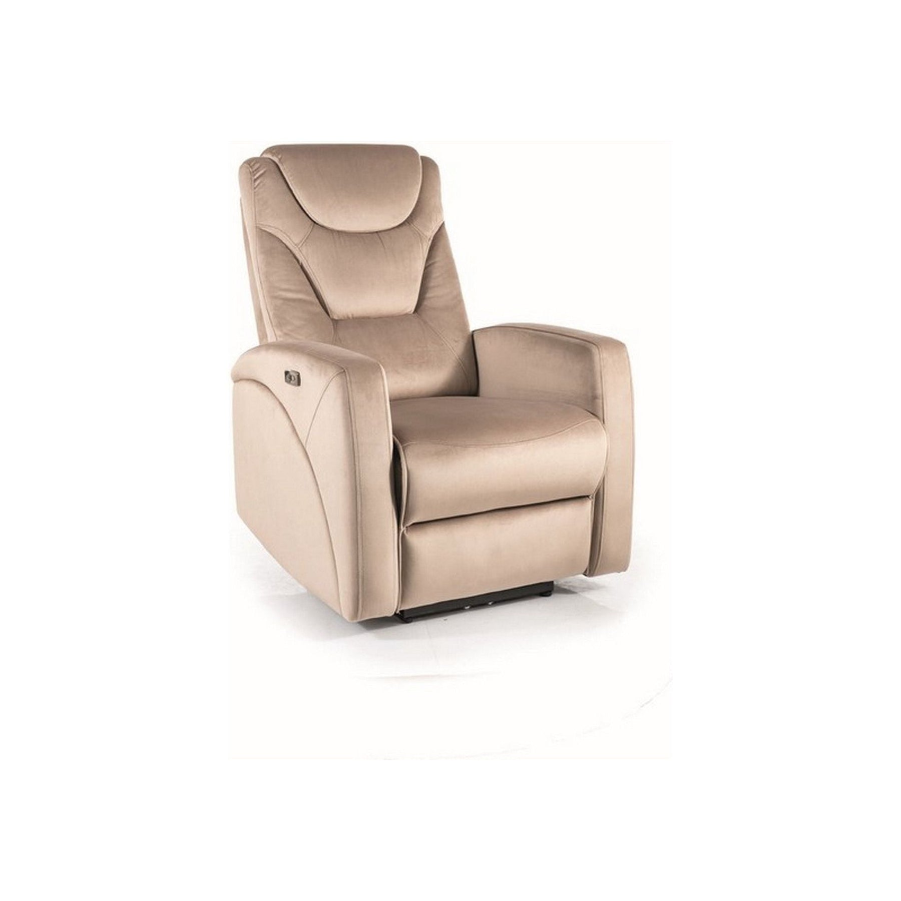 Fotoliu recliner KRONOS, stofa catifelata bej, rabatare electrica, 79x94x107 cm