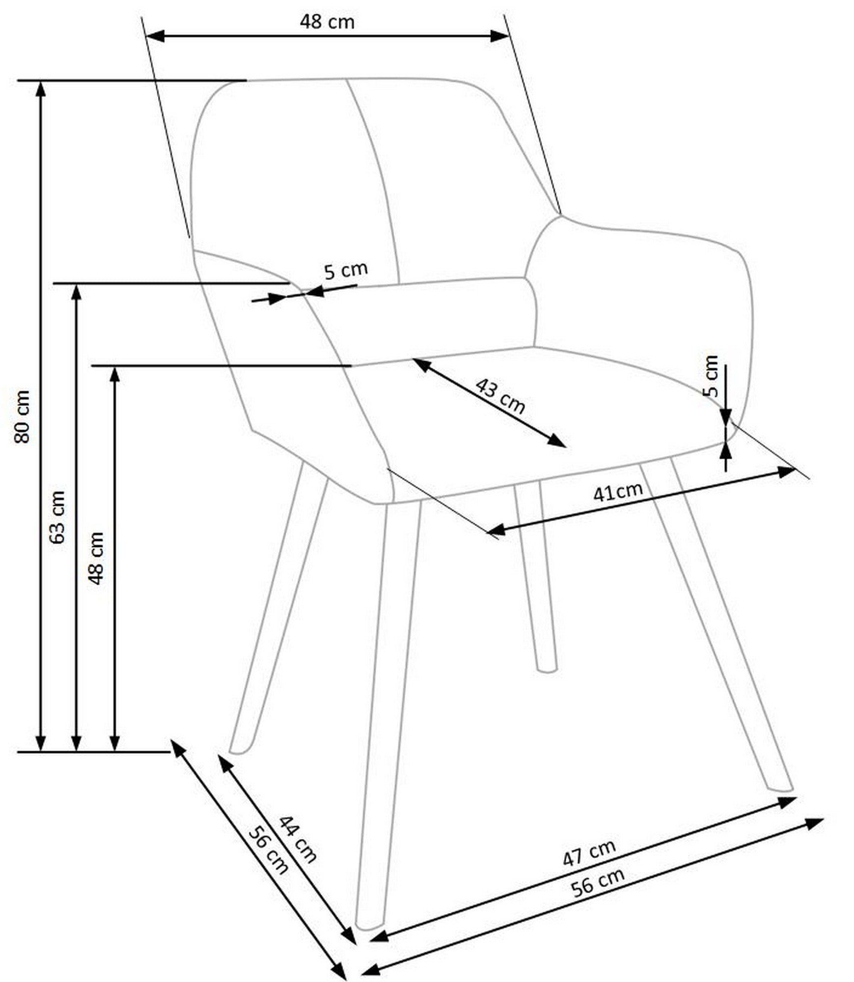 Scaun K283, gri/stejar, stofa clasica/lemn, 56x56x80 cm