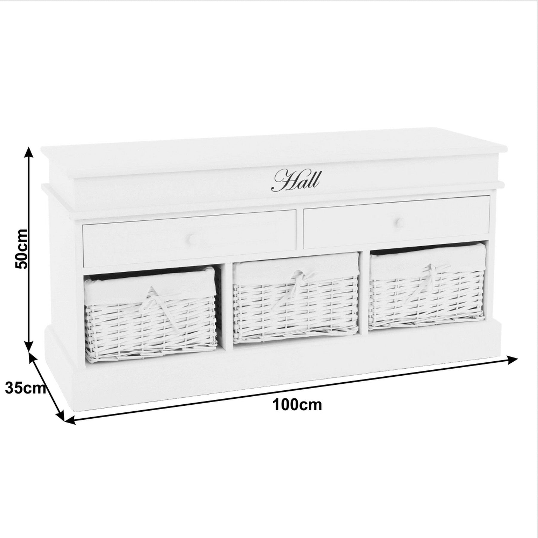 Bancheta BLANCO, alb, lemn, 100x35x50 cm