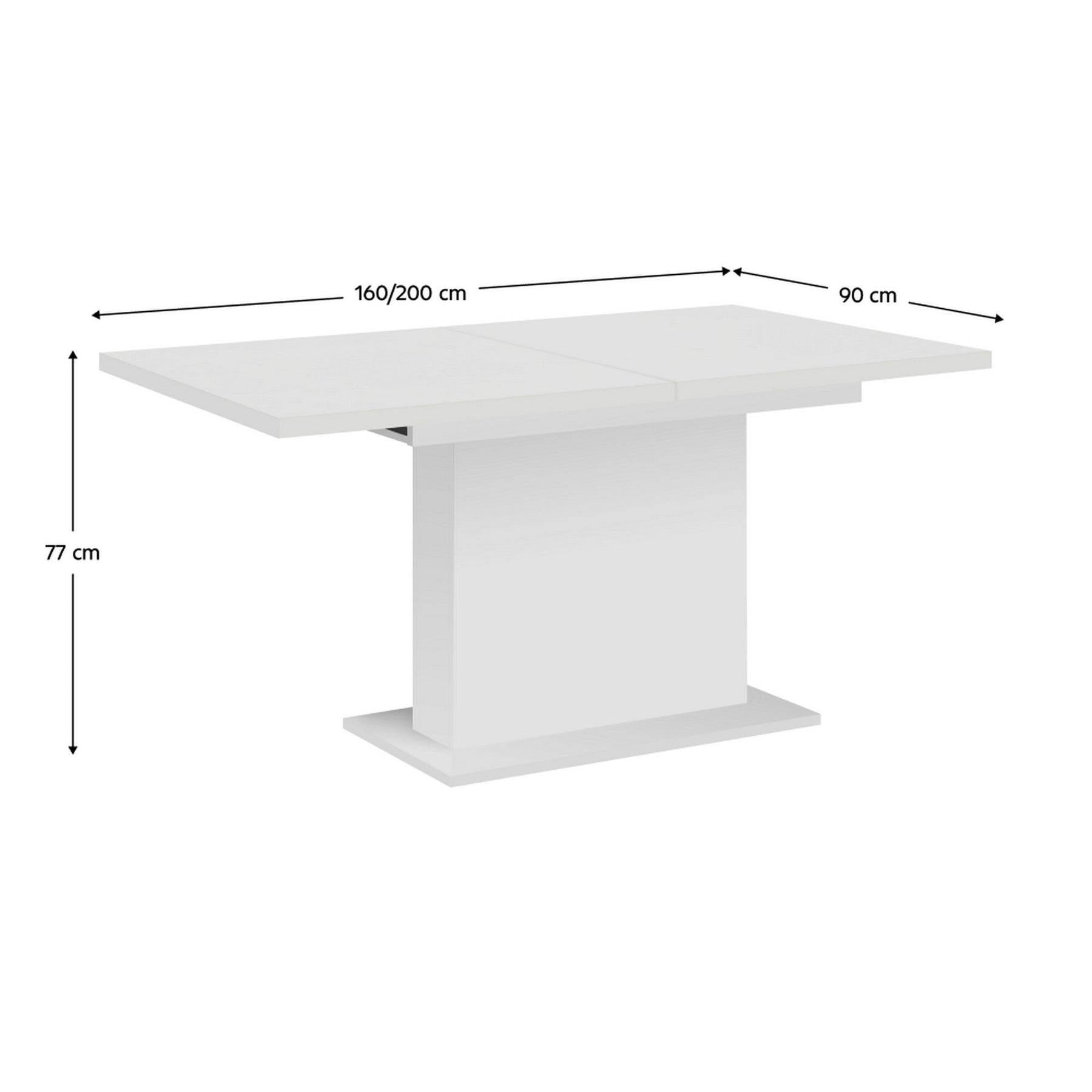 Masa extensibila BOBA, alb, PAL melaminat, 160/200x90x77 cm