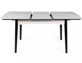 Masa extensibila APOLLO, alb mat/negru, metal, 120-160x80x76 cm