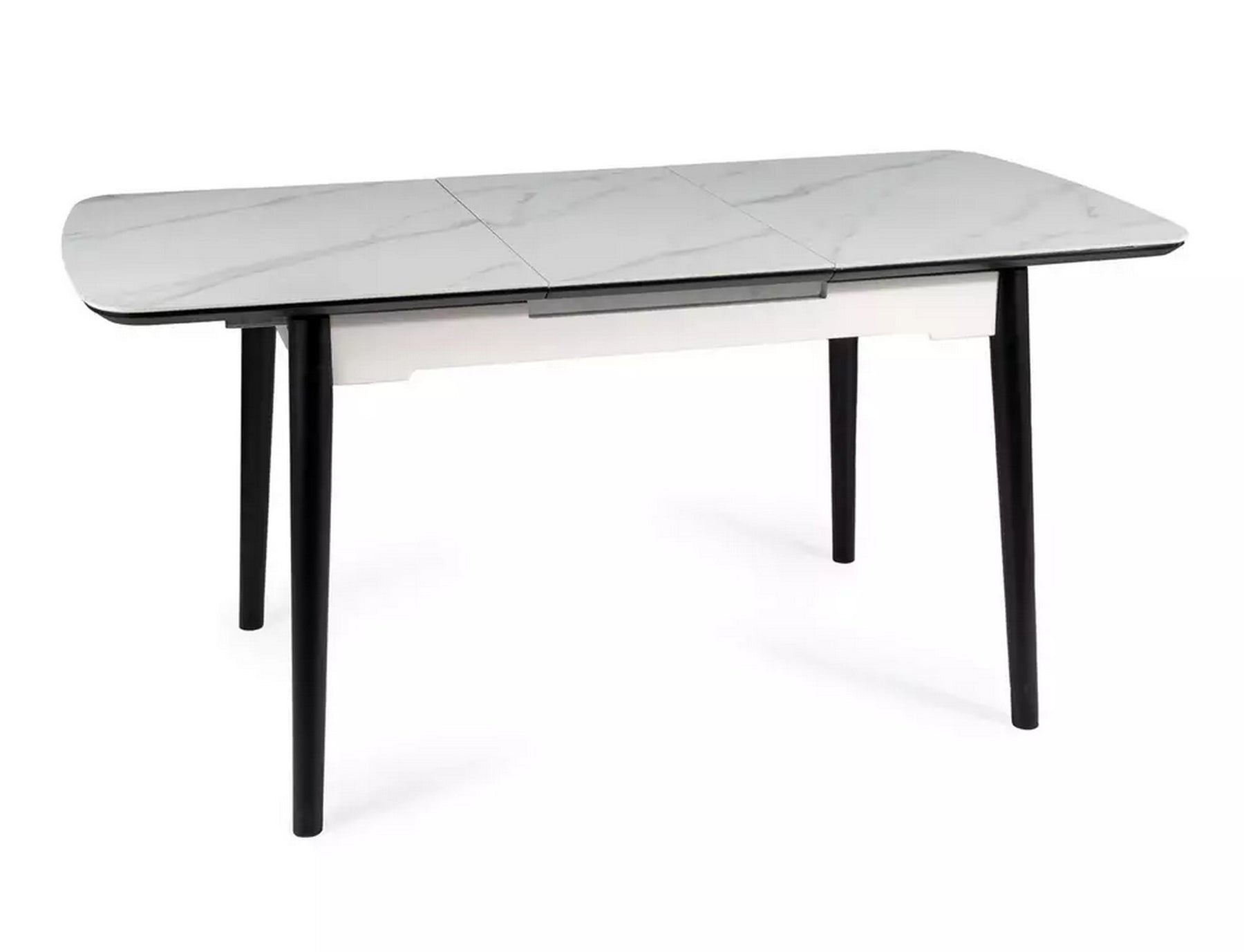 Masa extensibila APOLLO, alb mat/negru, metal, 120-160x80x76 cm