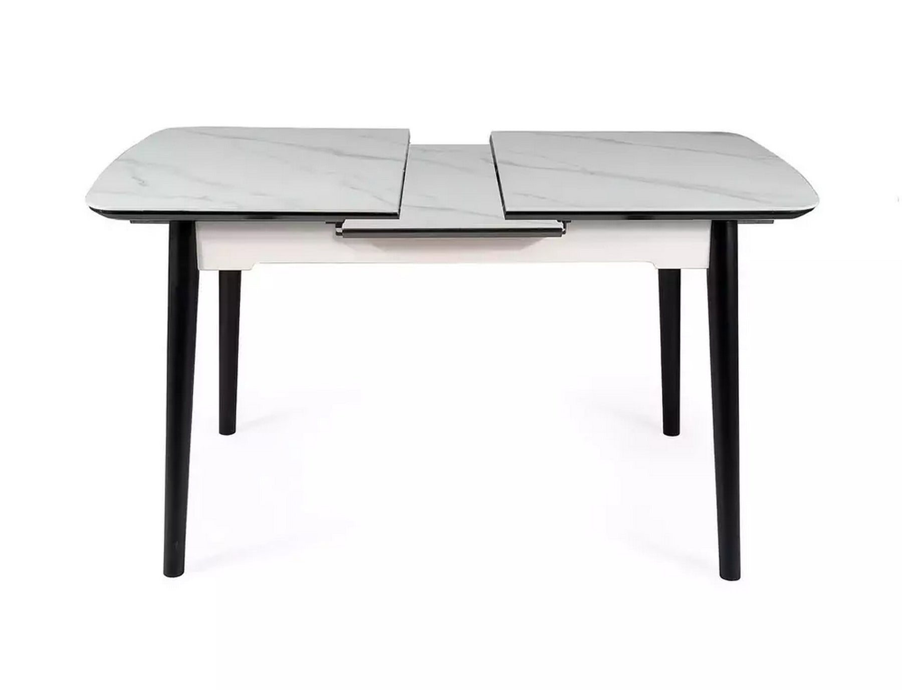 Masa extensibila APOLLO, alb mat/negru, metal, 120-160x80x76 cm