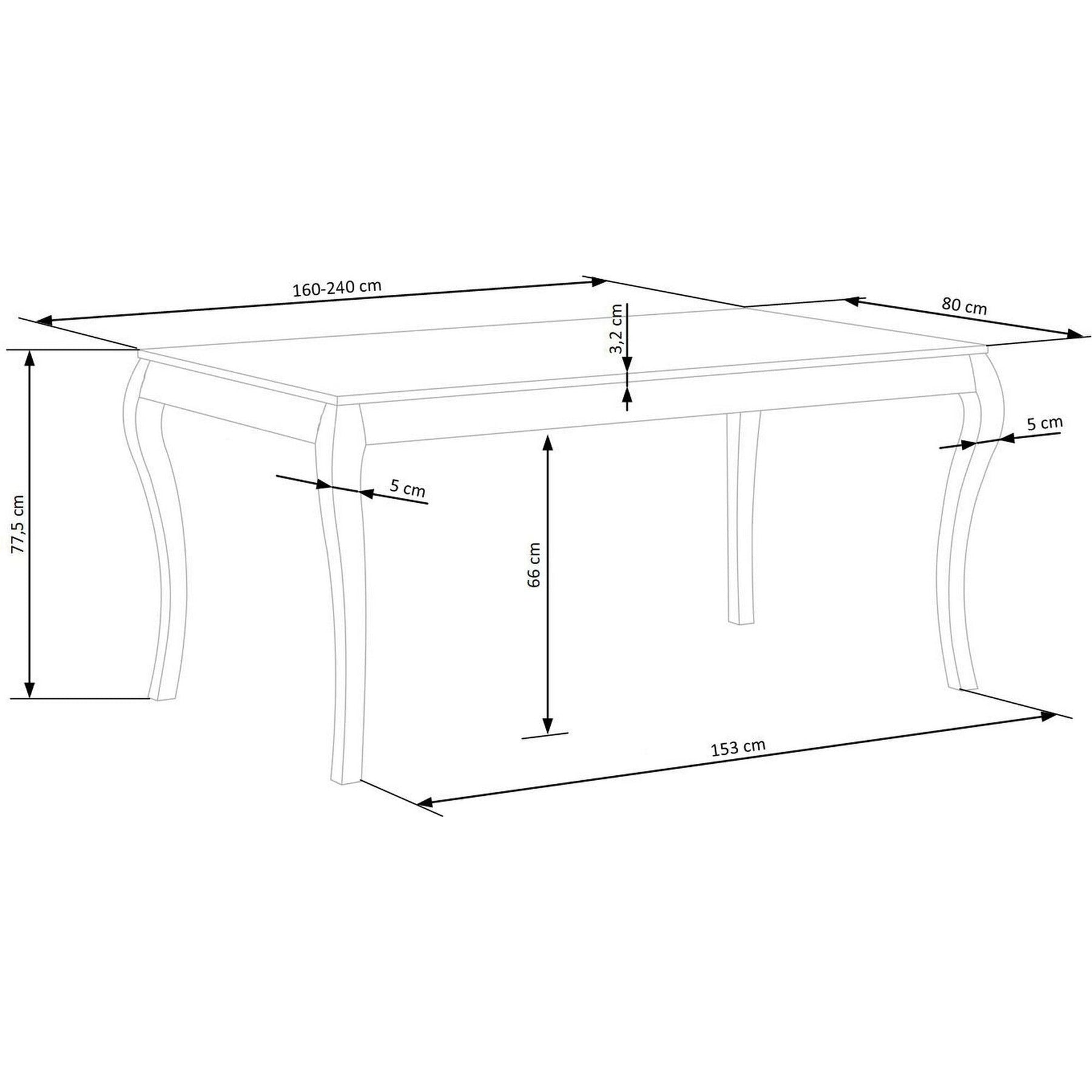 Masa extensibila WINDSOR, stejar/negru, furnir/lemn masiv, 160/240x90x76 cm