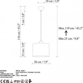 Lustra DUZ, maro inchis, metal, 20x25-110 cm