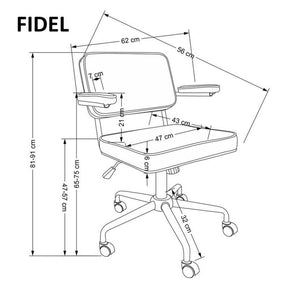 Scaun de birou FIDEL, gri/negru, stofa, 62x56x81 cm