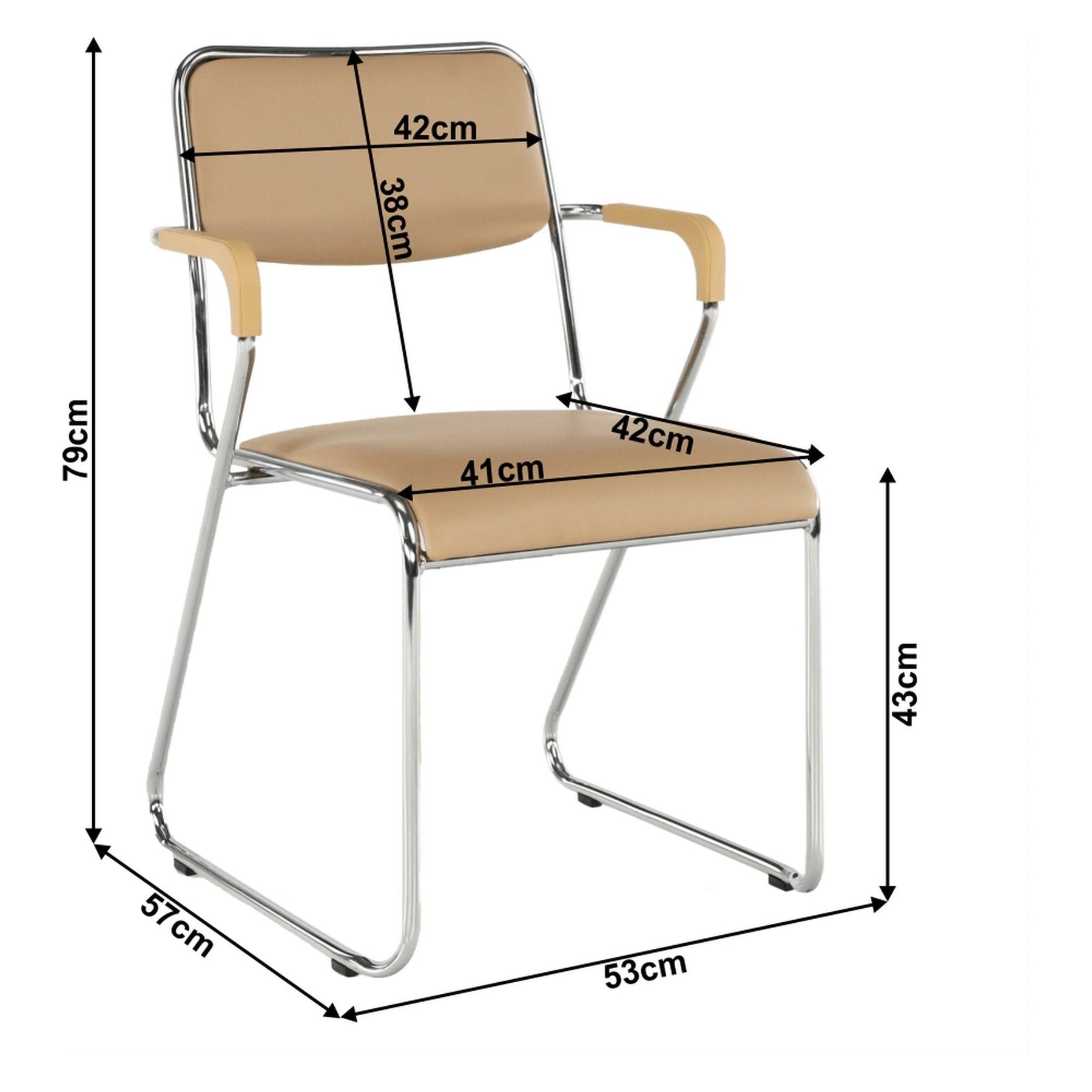 Scaun DERYA, maro, piele ecologica/metal, 53x57x79 cm