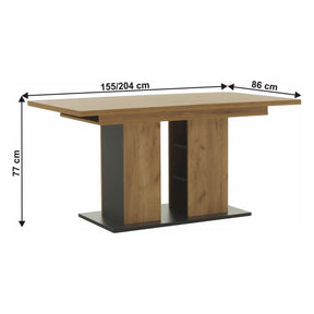 Masa extensibila FIDEL, PAL laminat, stejar craft auriu / grafit gri, 155-204x86 cm