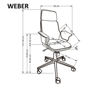 Scaun WEBER, negru/nuc, piele ecologica/placaj/metal, tetiere si cotiere reglabile, 65x65x112-122 cm